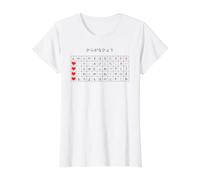 Cute Japanese Hiragana Love Grid Minimal Black Design Value Graphic T-Shirt, Women, White, M