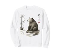 Cute Japanese Sumi-e Bear Ink Wash Art Zen Peacefulness Sweatshirt