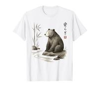 Cute Japanese Sumi-e Bear Ink Wash Art Zen Peacefulness T-Shirt