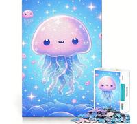 Cute Jellyfish Cartoon Sea Adult Jigsaw Puzzle1000 Pieces Strong Logic Precise Connection Joyful Challenge Premium Gift (50x75cm)