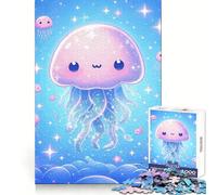 Cute Jellyfish Cartoon Sea Adult Jigsaw Puzzle1000 Pieces Strong Logic Precise Connection Joyful Challenge Premium Gift (50x75cm)
