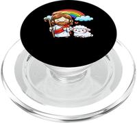Cute Jesus Christ Shepherd Lamb Rainbow Kid Christianity PopSockets PopGrip for MagSafe