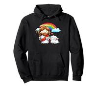 Cute Jesus Christ Shepherd Lamb Rainbow Kid Christianity Pullover Hoodie