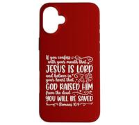 Cute Jesus Is Lord Romans 10:9 Bible Verse for Women Case for iPhone 16 Plus