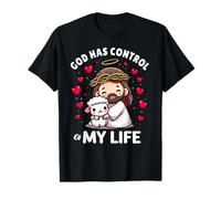 Cute Jesus Kawaii with Lamb Christian Love Cartoon T-Shirt