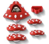 Cute Jumping Spider Accessories, 6 Pcs Jumping Spider Enclosure Accessories with Mushroom Hide, Platforms and Feeder Dish, Cute Platforms with Magnetic Mounting for Tarantula, Small Animals