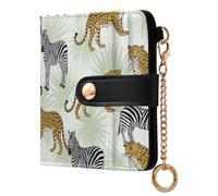 Cute Jungle Animal Women's Wallet RFID Blocking Card Case, Slim PU Leather Clutch with Zipper Coin Pocket and Snap Closure