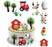 Cute Jungle Animals Cake Decoration - Sheep, Pig, Cow Cake Toppers for Kids' Farm Animal Baby Shower & Birthday Parties