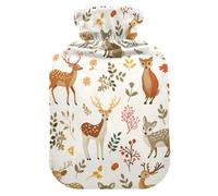 Cute Jungle Animals Deer Kangarootaupe Design hot-Water Bottle with Soft Cover, 1L Water Bottle Bag for Arthritis,Pain Relief,Bolsa para agua Caliente