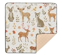 Cute Jungle Animals Deer Kangarootaupe Design Large Stylish Baby Playmat for Floor Non-Toxic Infant Play Mat for Babies Infants Toddlers, 50'' x 50''