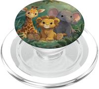 Cute Jungle Animals Giraffe Elephant Lion Kids PopSockets PopGrip for MagSafe