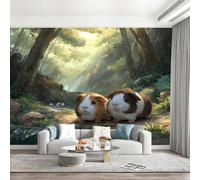 Cute Jungle Animals, Guinea Pig Wallpaper Paste The Wall 400x280cm(W x H) Mural Wallpaper 3D Effect for Living Room Fireplace Feature Wallpapers Jungle Scenery Wall Mural Bedroom