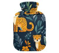 Cute Jungle Leopard Green hot Bottle Water Bag with Soft Cover, 2L hotwater Bag for Menstrual Cramps, Menstrual Cramps, bolsas de agua Caliente para Dolores