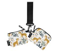 Cute Jungle Leopard White Women's Money Organizers Mini Fashion Change Purse Key Holder with Keychain for Woman 2 Packs billeteras para
