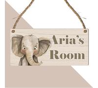 Cute Jungle Zoo Animals Theme | Personalised Children's Bedroom Sign | 13 Animal Designs To Choose | From Door & Room Name Plaque (Elephant)