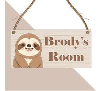 Cute Jungle Zoo Animals Theme | Personalised Children's Bedroom Sign | 13 Animal Designs To Choose | From Door & Room Name Plaque (Sloth)