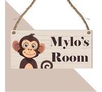 Cute Jungle Zoo Animals Theme | Personalised Children's Bedroom Sign | 13 Animal Designs To Choose | From Door & Room Name Plaque (Monkey)