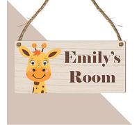 Cute Jungle Zoo Animals Theme | Personalised Children's Bedroom Sign | 13 Animal Designs To Choose | From Door & Room Name Plaque (Giraffe)