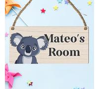 Cute Jungle Zoo Animals Theme | Personalised Children's Bedroom Sign | 13 Animal Designs To Choose | From Door & Room Name Plaque (Koala)