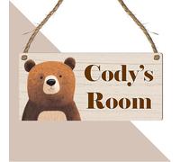Cute Jungle Zoo Animals Theme | Personalised Children's Bedroom Sign | 13 Animal Designs To Choose | From Door & Room Name Plaque (Brown Bear)