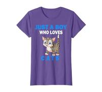 Cute Just A Boy Who Loves Cats Animals men and boys T-Shirt