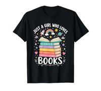 Cute Just A Girl Who Loves Books Fun Whimsical Book Lover T-Shirt