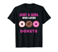 Cute Just A Girl Who Loves Donuts Candy Women and Girls T-Shirt
