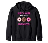 Cute Just A Girl Who Loves Donuts Candy Women and Girls Zip Hoodie