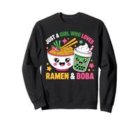 Cute Just A Girl Who Loves Ramen And Boba Bubble Tea Kawaii Sweatshirt