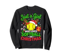 Cute Just a Girl Who Loves Softball and Christmas Sweatshirt