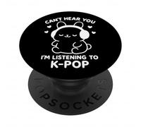 Cute K-Pop Bunny Headphones Shirt Funny Korean Music Fandom PopSockets Adhesive PopGrip