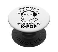 Cute K-Pop Bunny Headphones Shirt Funny Korean Music Fandom PopSockets Adhesive PopGrip