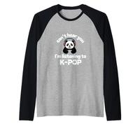 Cute K-Pop Korean Popular Music K-Drama Cool Panda Chilling Raglan Baseball Tee