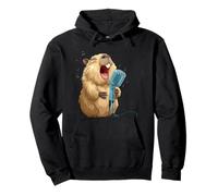Cute Karaoke Capybara with Mic for Funny Singer Pullover Hoodie