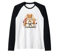Cute Karate Squirrel Lotus Flower Kickboxing Kung Fu MMA Raglan Baseball Tee