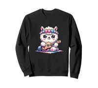 Cute Kawaii Alpaca Llama With Flower Crown Ukulele Sweatshirt
