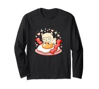 Cute Kawaii Alpaca On Bacon and Fried Egg Long Sleeve T-Shirt