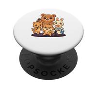 Cute Kawaii Animal Band Singing Together Adorable Cartoons PopSockets Adhesive PopGrip