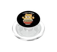 Cute Kawaii Anime Cat Hates Eating Ramen Funny Middle Finger PopSockets PopGrip for MagSafe