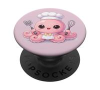 Cute Kawaii Anime Octopus Chef Hat Cooking Baking Pink Fun PopSockets Adhesive PopGrip