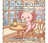 Cute Kawaii Axolotl Coloring Book: 60 Bold and Easy Coloring Pages with Fun Axolotl Facts, Cozy Underwater Adventures, and Adorable Kawaii Scenes for Kids, Teens & Adults