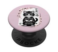 Cute Kawaii Baby Samurai Cat - Cute Japanese Sakura PopSockets Adhesive PopGrip