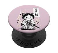 Cute Kawaii Baby Samurai Cat - Japanese Sakura PopSockets Adhesive PopGrip