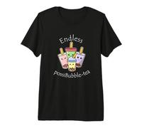 Cute Kawaii Boba Cups of Endless Bubble Tea Flavors Premium T-Shirt