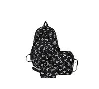 Cute Kawaii Bow Backpack 3Pcs Set with Lunch Bag and Pencil Case, Funny Going Out Cartoon Laptop Travel Daypack Adult Women Tween Kids Back to School Gifts (02-Black)
