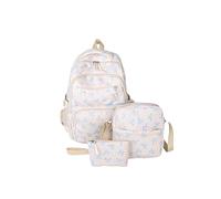 Cute Kawaii Bow Backpack 3Pcs Set with Lunch Bag and Pencil Case, Funny Going Out Cartoon Laptop Travel Daypack Adult Women Tween Kids Back to School Gifts (03-Blue)