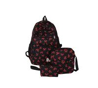 Cute Kawaii Bow Backpack 3Pcs Set with Lunch Bag and Pencil Case, Funny Going Out Cartoon Laptop Travel Daypack Adult Women Tween Kids Back to School Gifts (06-Red)