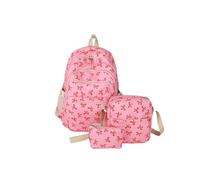 Cute Kawaii Bow Backpack 3Pcs Set with Lunch Bag and Pencil Case, Funny Going Out Cartoon Laptop Travel Daypack Adult Women Tween Kids Back to School Gifts (05-Hot Pink)