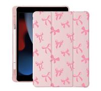Cute Kawaii Bow for iPad mini 7 A17 Pro 2024/iPad Mini 6 Case with Pencil Holder, Auto Sleep/Wake, Pink Leather Soft TPU Back Cover