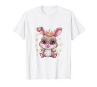 Cute Kawaii Bunny with Crown and Stars Value Graphic T-Shirt, Men, White, M